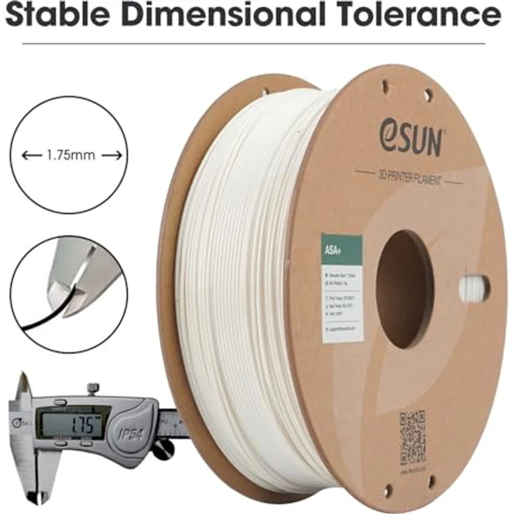 eSUN ASA+ Filament 1.75mm, Wetterbeständiges 3D Drucker Filament mit hoher Zwischenschichtfestigkeit, 1KG Spule, Warmes Weiß – Bild 4