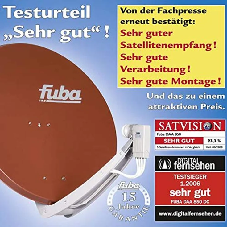 Fuba DAA 850 A, Satellitenantenne 85cm Aluminium Anthrazit mit Quad LNB für 4 Teilnehmer, HDTV, 4K und 3D-kompatibel – Bild 5