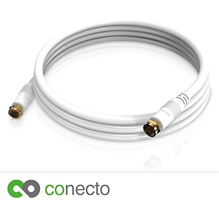 conecto Sat-Kabel, Antennen-Kabel, Koaxial-Kabel, F-Stecker auf F-Stecker, doppelt geschirmt, 0,50 m, weiß – Bild 3