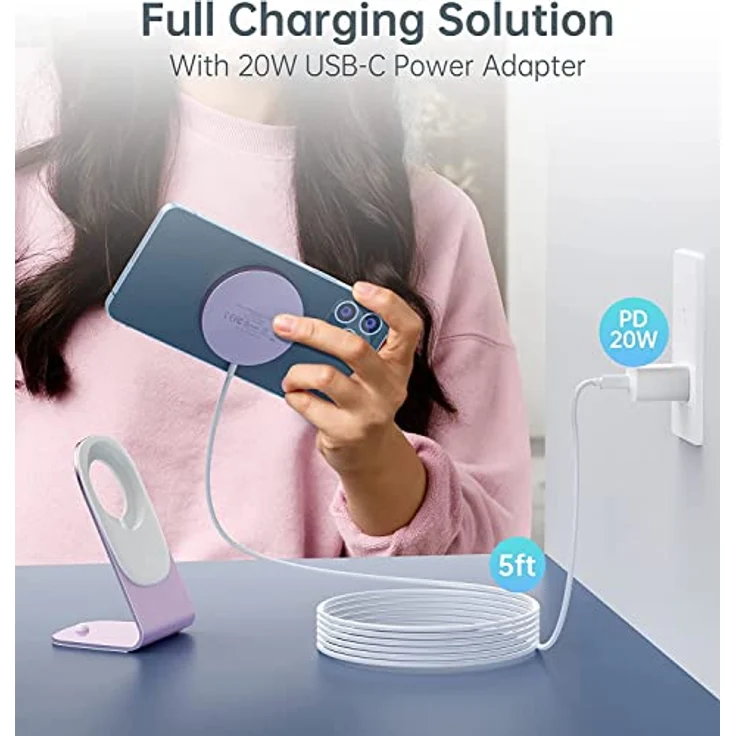 Mag-Safe Ladegerät,Wireless Charger mit iPhone ladestation,induktive ladestation,magnetisch Induktionsladegerät,Kabellos Schnellladegerät kompatibel für iPhone 14/13/12/11 Pro Max Plus Rosa – Bild 4