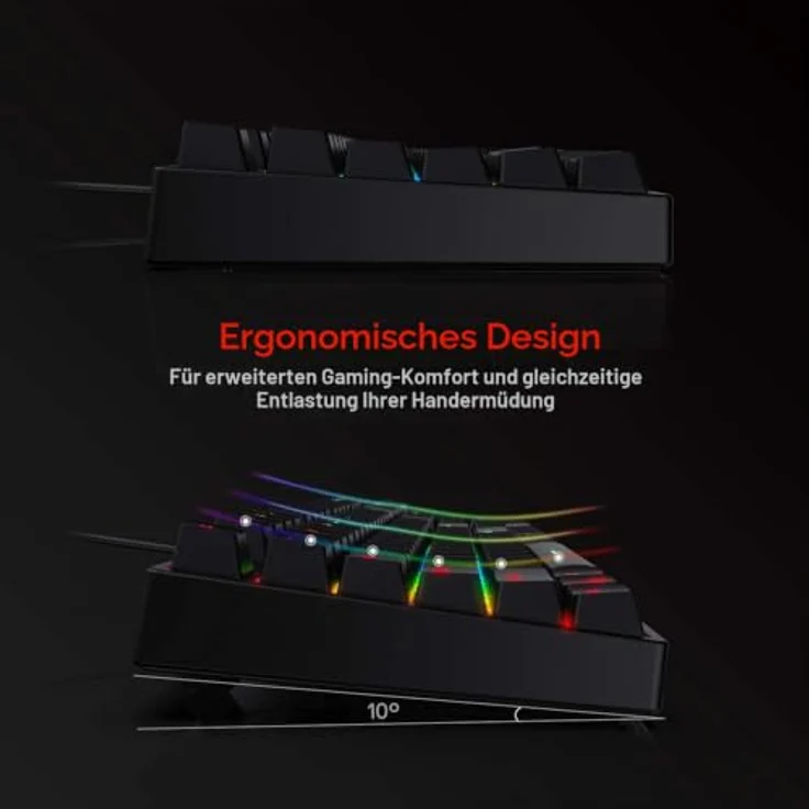 Redragon K582 US SURARA, Mechanische Gaming Tastatur mit RGB-Beleuchtung, 104 Tasten, lineare rote Schalter, 100 % Anti-Ghosting, programmierbare Tasten, 6 Beleuchtungsthemen – Bild 3