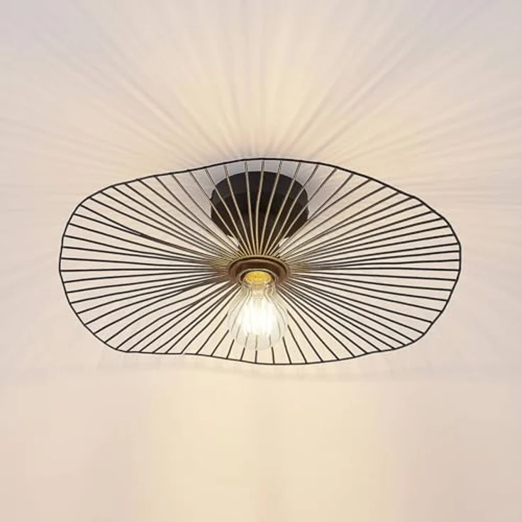 Lindby Deckenlampe Ruota (Retro, Vintage Antik) in Schwarz aus Metall (1 flammig E27) - Deckenleuchte Lampe Wohnzimmerleuchte – Bild 4