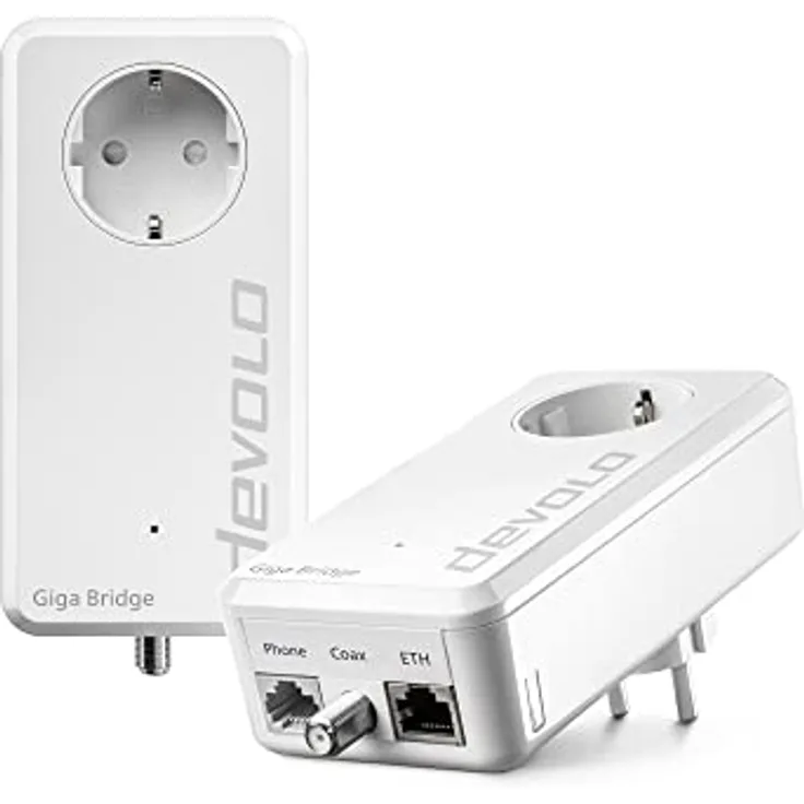 Devolo Giga Bridge Koaxial-Set, Glasfaserlösung, Glasfasernetzabschluss (ONT) mit dem Router verbinden, Glasfaser im Haus verlegen, Glasfaser-Kabel, weiß, 07114, White