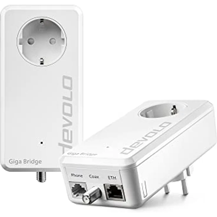 Devolo Giga Bridge Koaxial-Set, Glasfaserlösung, Glasfasernetzabschluss (ONT) mit dem Router verbinden, Glasfaser im Haus verlegen, Glasfaser-Kabel, weiß, 07114, White – Bild 1