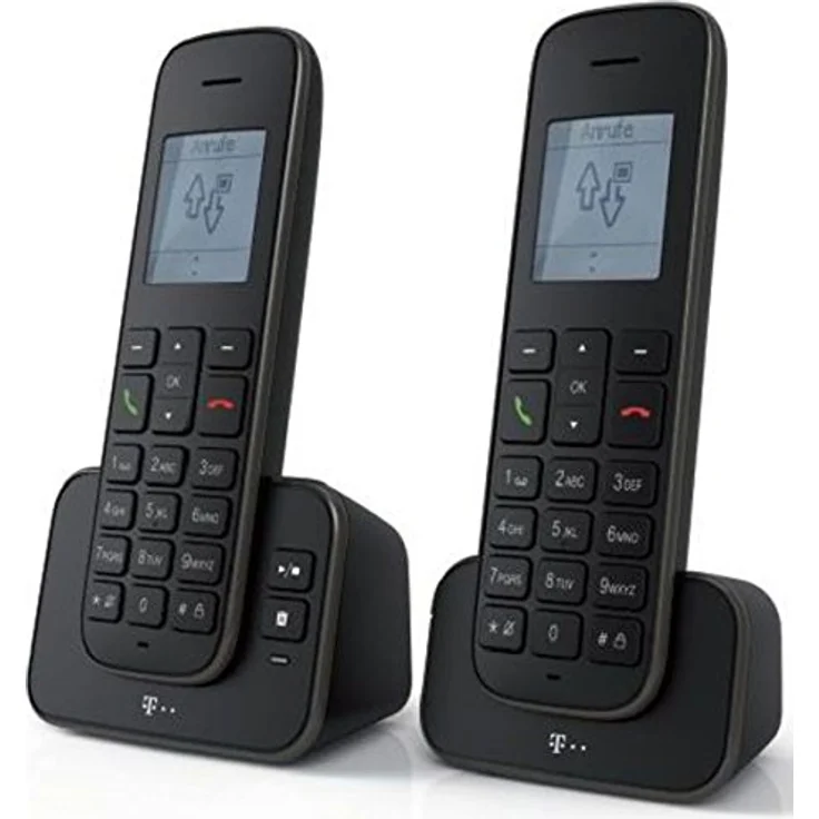 Telekom Sinus A207 DUO Schnurlostelefon mit AB schwarz - analoges DECT Telefon mit Anrufbeantworter und zusätzlichem Mobilteil, Blauer Engel – Bild 2