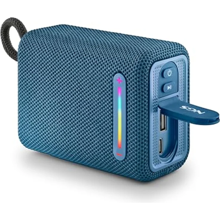 NGS Roller Furia 1, Tragbarer Bluetooth-Lautsprecher mit 15 W, RGB-Lichtern, IPX6-Wasserdichtigkeit, True Wireless, bis zu 9 Stunden Batterielaufzeit, Blau – Bild 1