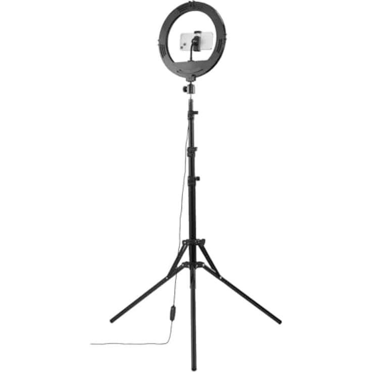 Hama SpotLight Steady 120 II, LED-Ringlicht mit Stativ (210 cm, 160 LEDs, 3 Lichtfarben, für Selfies und Videos) – Bild 5