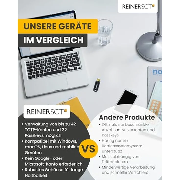 ReinerSCT REINER SCT FIDO Stick Pro USB-A, Speicherkartenlesegerät mit Plug-and-Play, NFC und wasserfestem Gehäuse, Schwarz – Bild 5