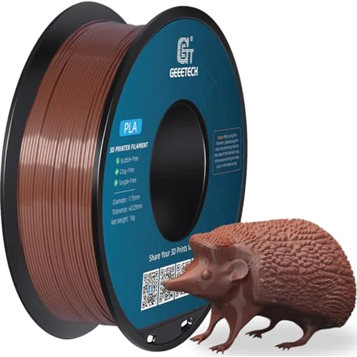 GEEETECH PLA Filament 1.75mm, 1kg Spule, braun, Vakuumverpackt, umweltfreundlich, Drucktemperatur 190-220℃