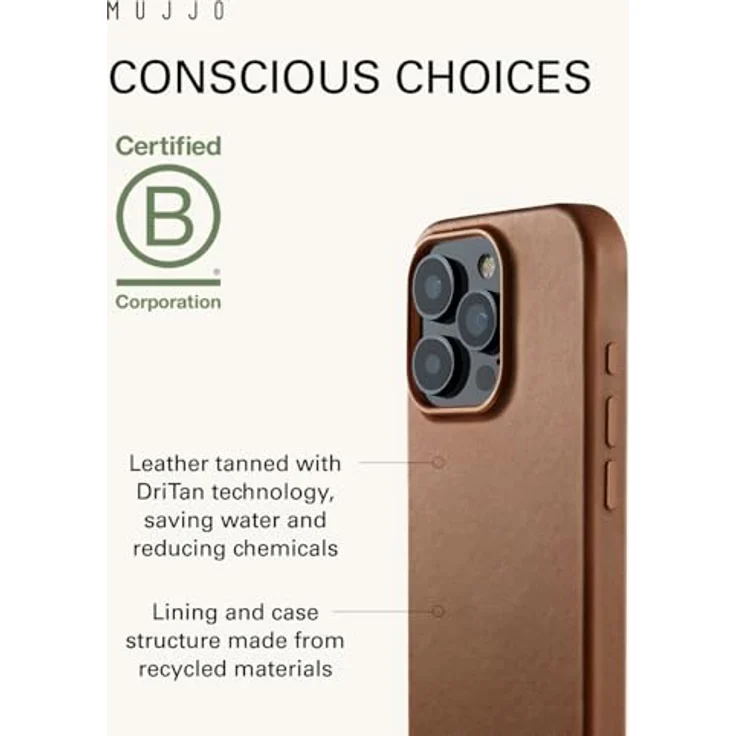 Mujjo Leather Case iPhone 16 Pro Braun - Premium Lederhülle mit MagSafe-Unterstützung – Bild 4