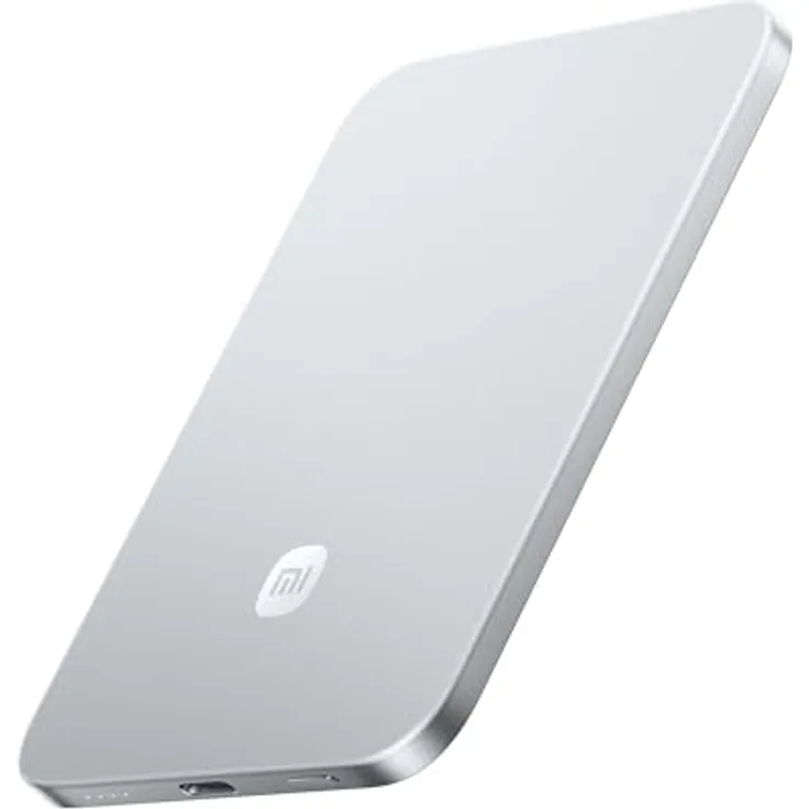 Xiaomi Ultrathin Magnetic Power Bank 5000mAh 15W, MagSafe-kompatible Powerbank für iPhone, kabelloses Laden, ultraschlank, Gletscher Silber