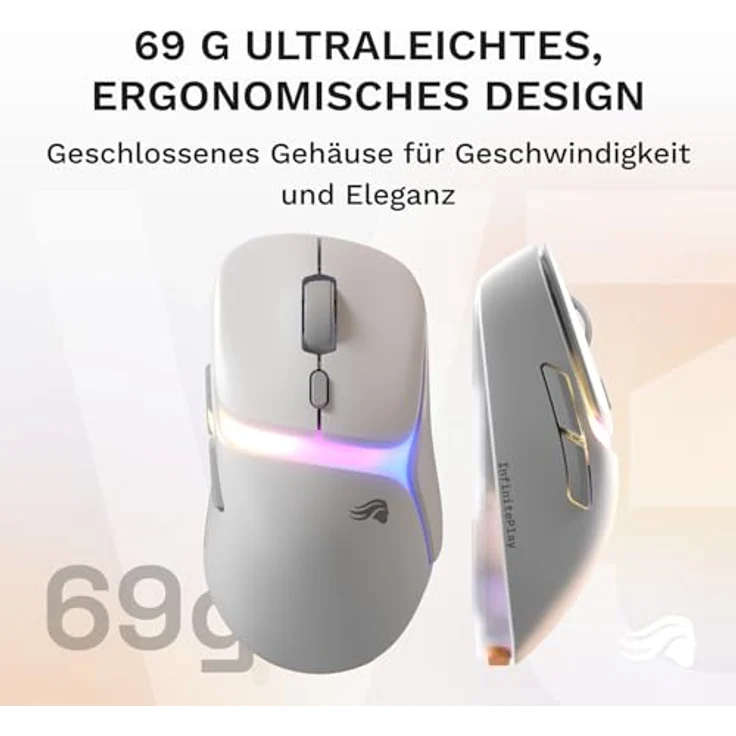 Glorious Model D 3 Wireless Mouse, Kabellose Gaming-Maus in Weiß mit leichtem Design – Bild 7