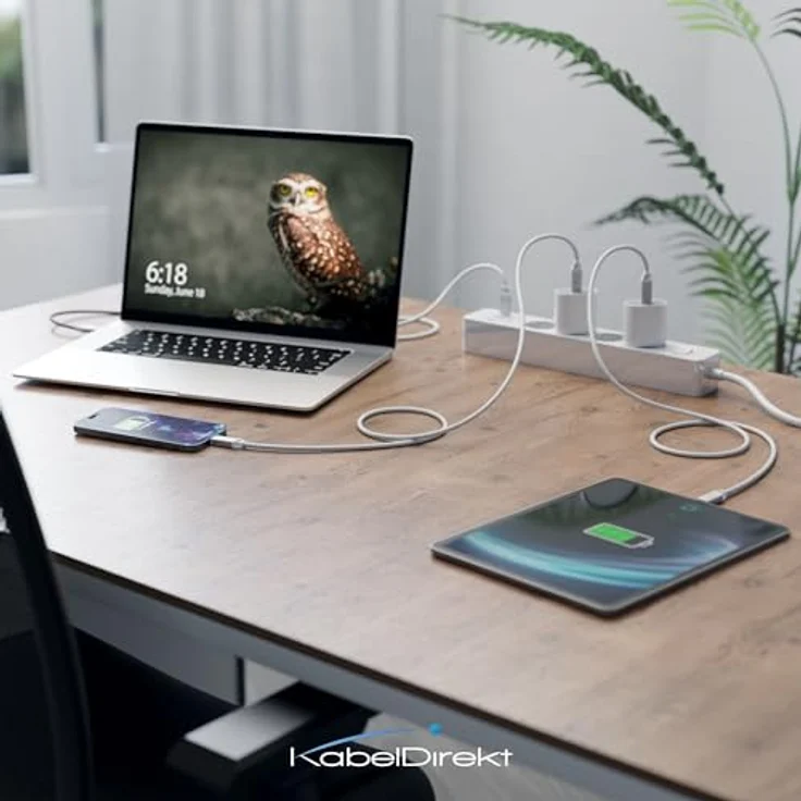 KabelDirekt USB-C-Kabel 1,5m, USB 2.0, 60W PD, flexibel und bruchfest, weiß – Bild 5