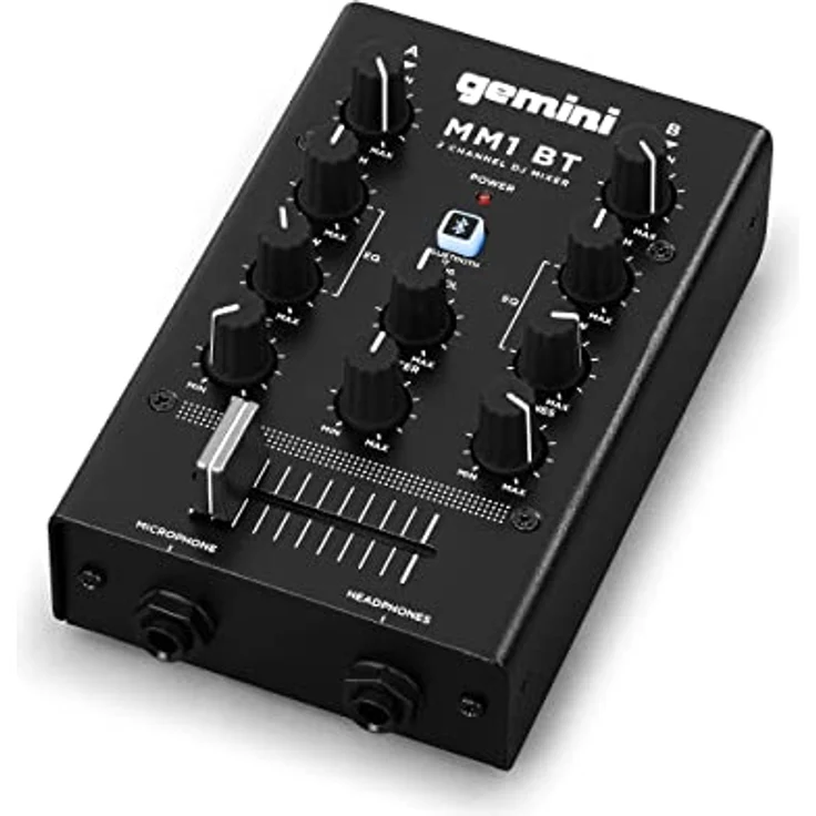 Gemini Sound MM1BT Bluetooth Professional Audio 2-Kanal Dual Mic Input Stereo 2-Band Rotary Compact DJ-Podcast-Mixer mit Crossfader und individueller Verstärkungssteuerung - Preisvergleich – Bild 2
