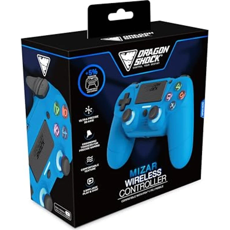 Dragonshock Mizar Gamepad für PlayStation 4, kabellos mit D-Pad und Bluetooth, schwarz – Bild 2