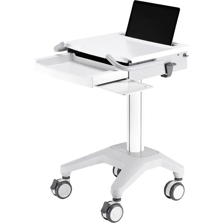Neomounts MED-M200 Notebook-Ständer höhenverstellbar, mobile Lösung für Laptops bis 17,3", abschließbar, ergonomisch, Kabelführung