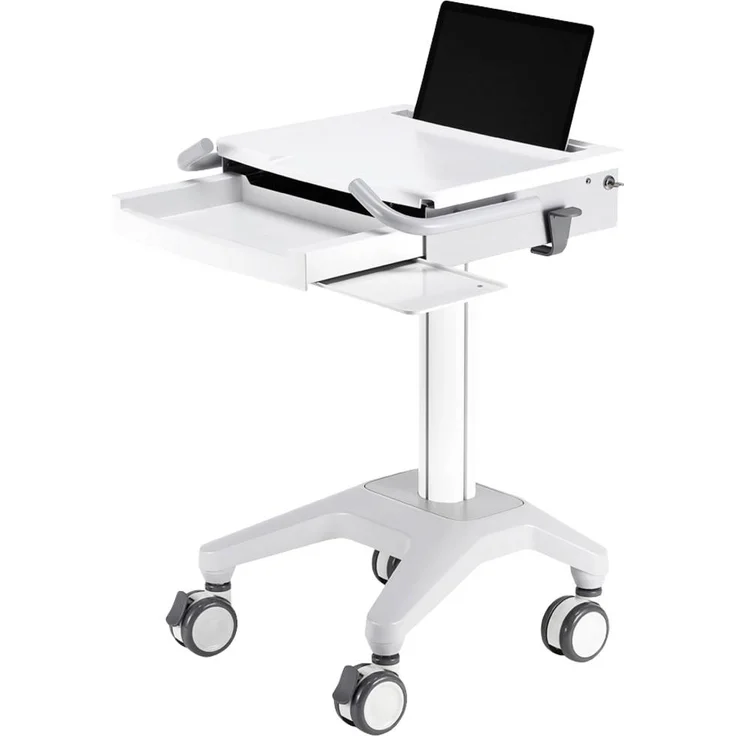 Neomounts MED-M200 Notebook-Ständer höhenverstellbar, mobile Lösung für Laptops bis 17,3", abschließbar, ergonomisch, Kabelführung