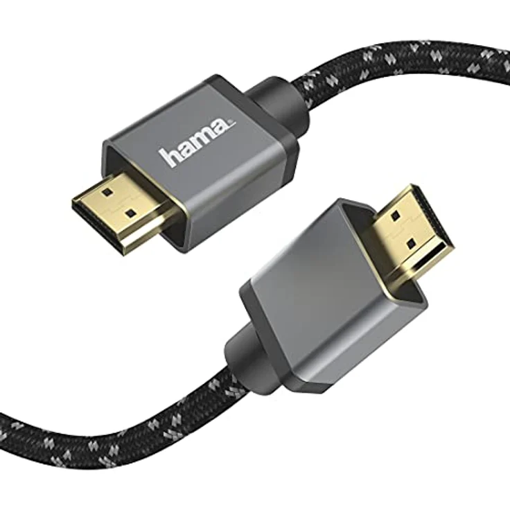 Hama Premium HDMI Kabel 5 Meter Ultra High Speed (Exzellentes Monitorkabel 4K / 8K, 48 Gbit/s, UHD Bildschirmkabel eARC, Ethernet, HDR, Aramidfaser Kabelmantel, HDMI 2.1 Kabel 120 Hz/60 Hz) 5m – Bild 1