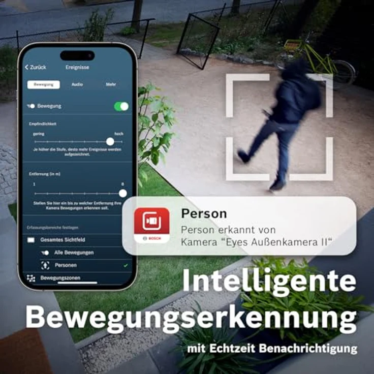 Bosch Smart Home Außenkamera II, 1080p Full-HD Auflösung mit Alarmsirene und Design-Leuchte, anthrazit - Amazon exklusiv – Bild 3