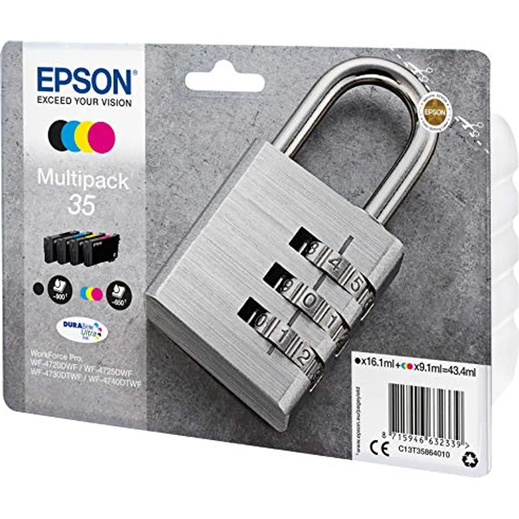 Epson C13T35864020 Tintenpatrone für Drucker (Epson, Schwarz, Cyan, Magenta, Gelb, WorkForce Pro WF-4740DTWF, WorkForce Pro WF-4725DWF, WorkForce Pro WF-4720DWF, Standard, 16,1 ml, 27,3 ml) – Bild 3