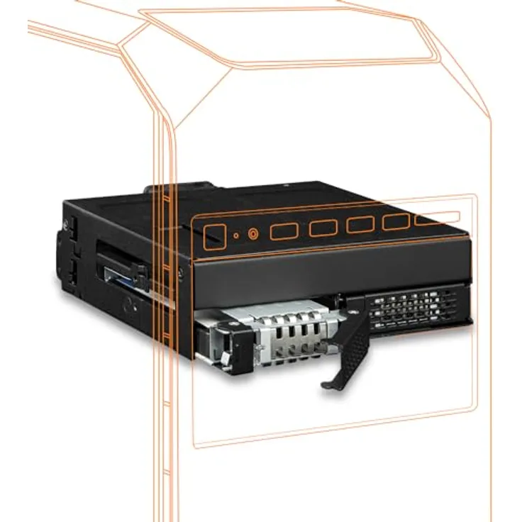 ICY DOCK ToughArmor MB105VP-B - 2 x U.2 / U.3 NVMe PCIe 4.0 SSD zu 1 x SlimSAS 8i (SFF-8654) Wechselrahmen/Backplane in 1 x 5,25 Zoll Schacht schwarz komplett Metall