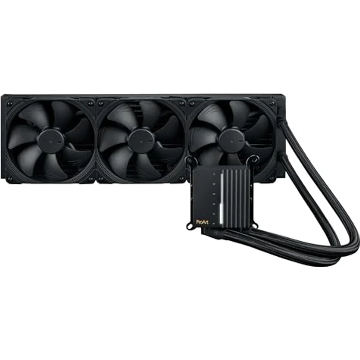 ASUS ProArt LC 420 All-in-One CPU-Wasserkühler (beleuchtete Systemstatusanzeige, Noctua NF-A14 industrialPPC-2000 PWM 140mm Radiatorlüfter, verstärkte, gesleevte Schläuche, schwarz) – Bild 2
