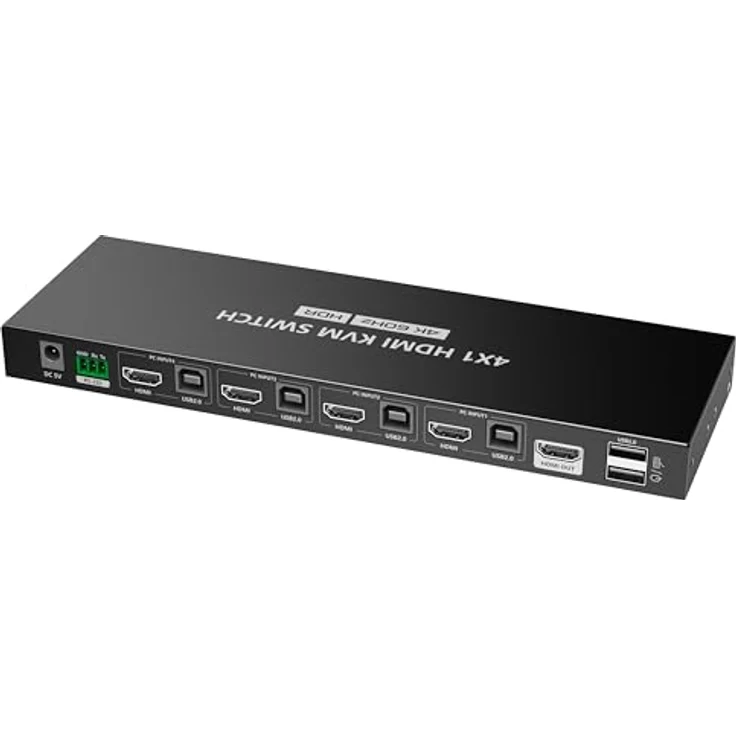 PremiumCord 4K HDMI KVM Switch 4:1 mit Fernbedienung, UHD 4K 2160p 60Hz, Full HD 1080p, USB-Übertragung, HDMI 2.0, Metallgehäuse – Bild 3