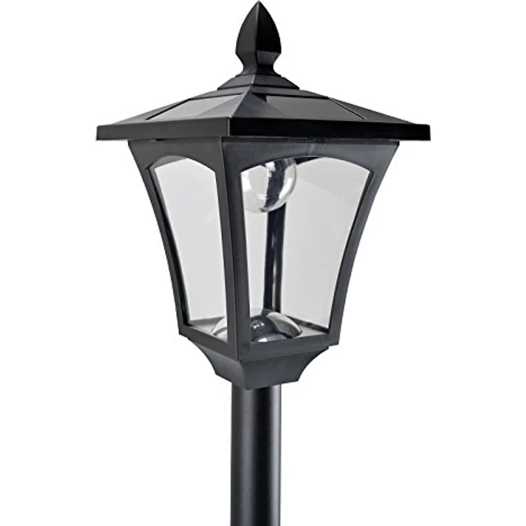Outsunny Solar Gartenlaterne Laterne Wegleuchte mit LED 40 Lumen Schwarz 18 x 18 x 160cm – Bild 4