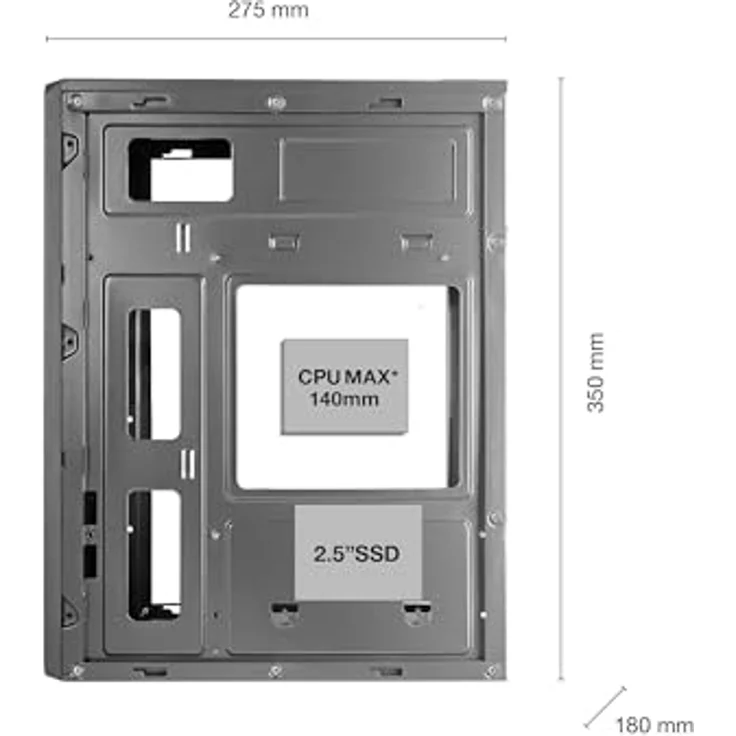 Tacens Anima AC7500, Mini Tower Gehäuse in Schwarz, micro ATX und Mini-ITX, 500 W, kompakte Abmessungen 180 mm x 350 mm – Bild 9