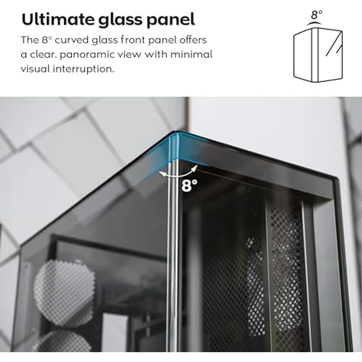 Montech HS02 PRO, ATX Mid-Tower PC-Gehäuse mit 5x ARGB PWM Lüftern, High-Airflow und reversiblem Design, gehärtete Glasfront, vertikale GPU-Option – Bild 3