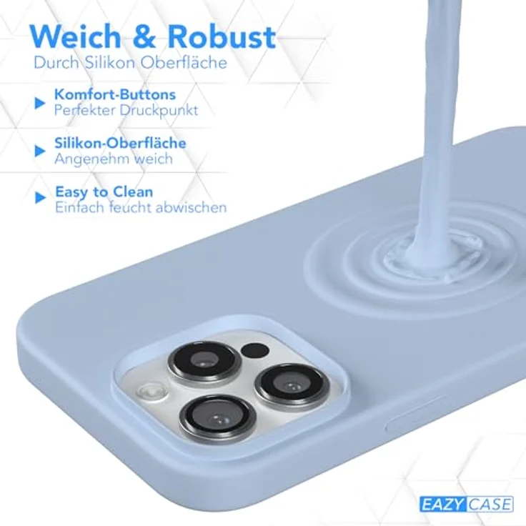 EAZY CASE Premium Silikon Handyhülle für iPhone 16 Pro Max, Slimcover mit Kameraschutz, Microfaser-Innenseite, Hell Blau – Bild 4