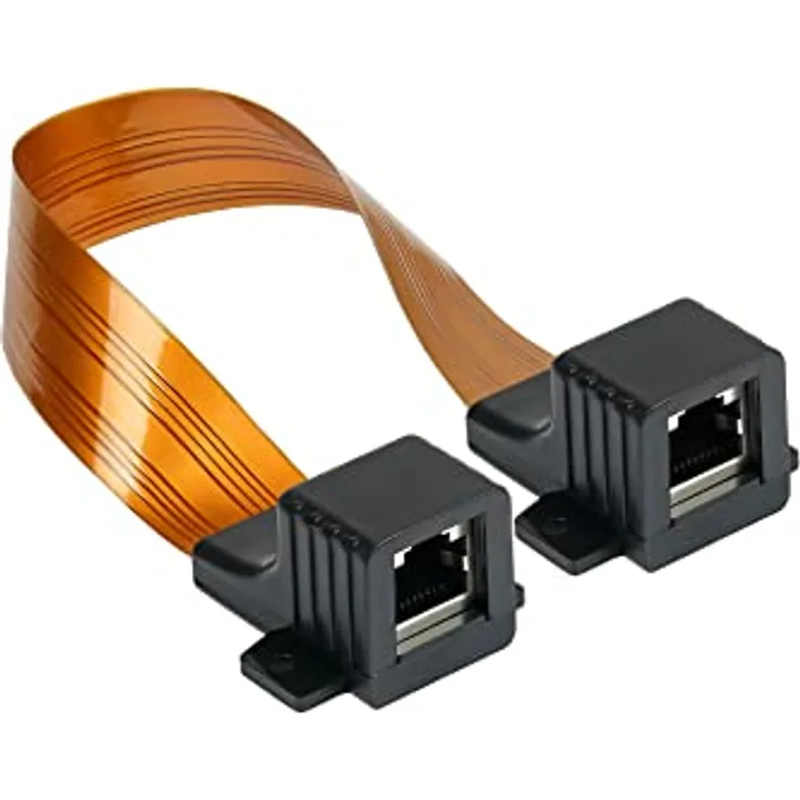 Good Connections RJ45 Ethernet LAN Tür-/Fensterdurchführung - High-Quality, extrem flach - beidseitig RJ45-Buchse - Gesamtlänge inkl. Stecker 30 cm, flexible Länge 23 cm