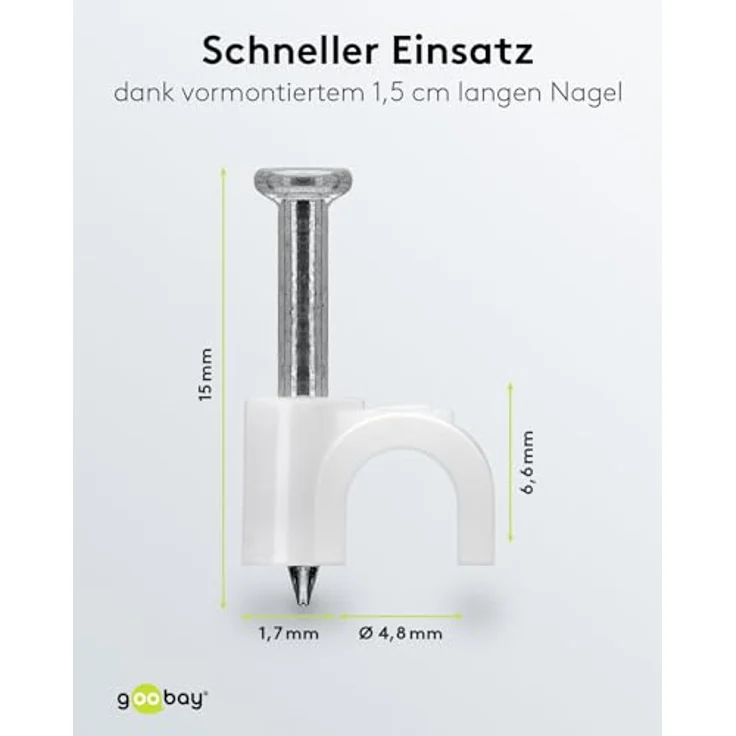 Goobay 17077 Kabelschelle für Kabel mit Kabeldurchmesser bis max. 5,0 mm weiß (100 Stück) – Bild 3