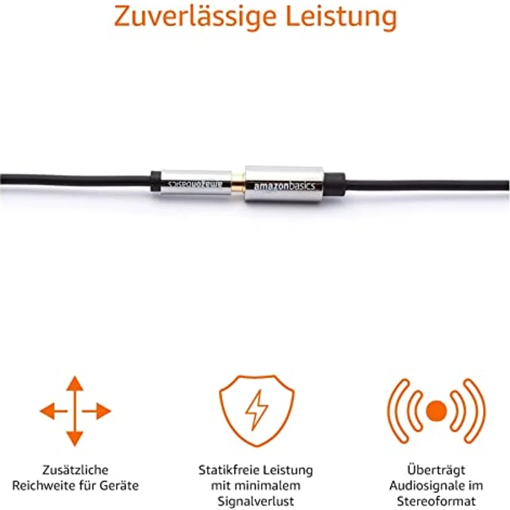 AmazonBasics Aux-Kabel, Stereo-Audiokabel, 3,5-mm-Klinkenstecker auf 3,5-mm-Klinkenbuchse, 3,6 m – Bild 4