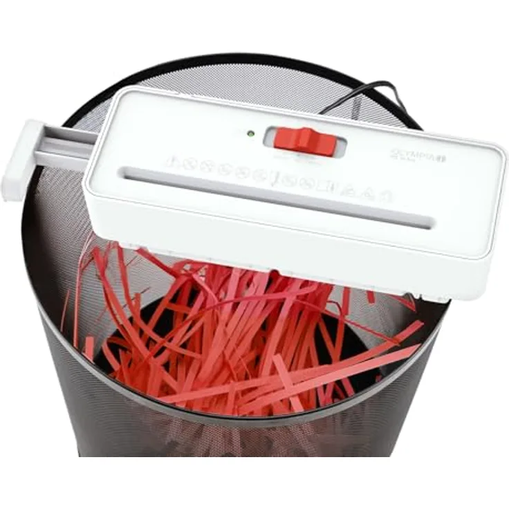 OLYMPIA PS 16 Pro Aktenvernichter, Streifenschnitt P-2, 6 mm, für bis zu 6 Blatt, weiß, mit Rücklauffunktion und Overheat-Schutz