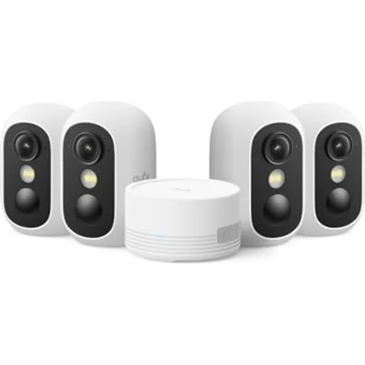 eufy Security eufyCam C35 4-Kamera-Set – Kabellose Überwachungskamera mit Farbnachtsicht, IP67, Gesichtserkennung, lokalem Speicher, Solarpanel-kompatibel, ohne Abo