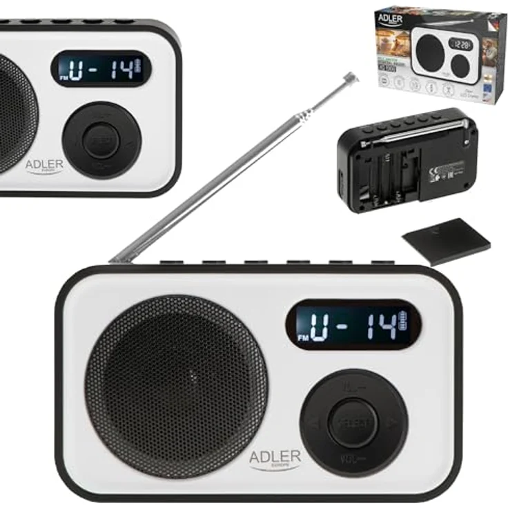 Adler AD 1906 PLL AM/FM Digitalradio, modernes Kofferradio mit USB-C, 20 Speicherplätzen, Alarmfunktion, weiß schwarz – Bild 8