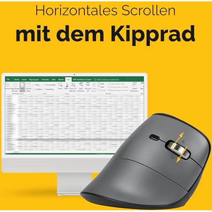 BakkerElkhuizen FastForward Pro, Vertikale Ergonomische Maus mit Hyperscroll, Bluetooth/2.4G/USB-C, 2400 DPI, Wiederaufladbar, Für Windows & Mac – Bild 4