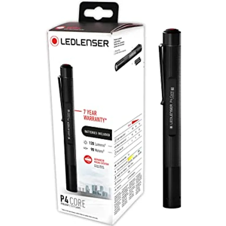 Ledlenser P4 Core Taschenlampe, maßgeschneidertes Licht durch das Advanced Focus System, 90 Lumen, 6 Stunden Laufzeit, ultrakompakt und leicht, für Outdoor & Camping