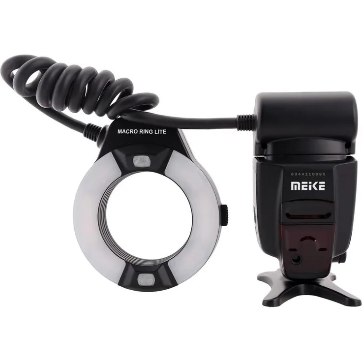 Meike MK14 EXT Ringblitz für Nikon, i-TTL Makro-Blitzgerät mit 2 Ringleuchten und Blitzverhältnissteuerung