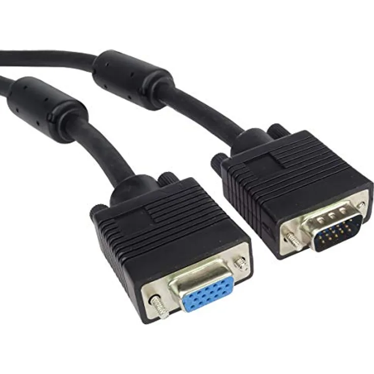 PremiumCord VGA Verlängerungskabel 15 m, M/F, HQ (Koax), SVGA Video Monitor Coaxial Kabel für FULL HD 1080p, DDC2, schwarz