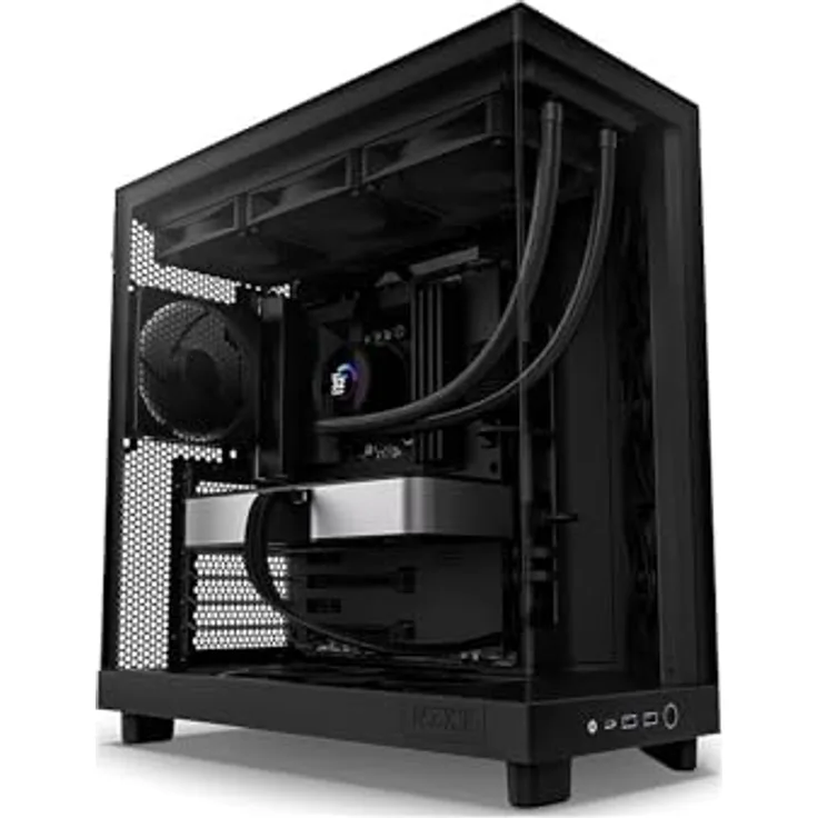 NZXT H6 Air Flow Mid Tower (ATX), PC Gehäuse, Schwarz, mit 3x 120 mm installierten vorderen Ventilatoren