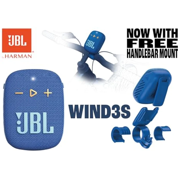 JBL Box Wind 3S Tragbarer Mini Bluetooth Lautsprecher Wasserdicht mit Clip für Sport, Fahrrad und Roller - Bass Boost - Blau – Bild 3