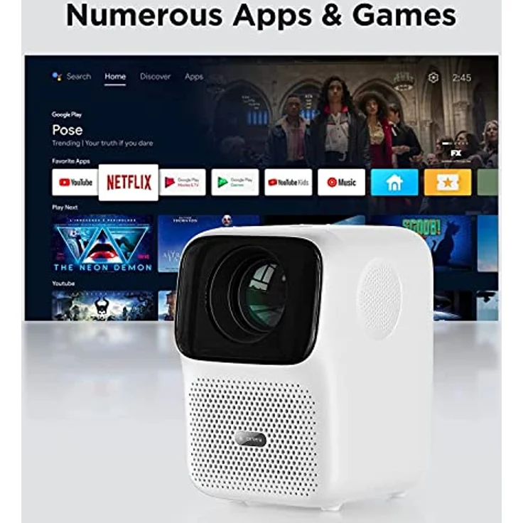 WANBO T4 (Autofokus, Auto-Keystone) Native 1080P Full HD 4K HDR | Android 9.0 | Projektor für Zuhause | LED-Kino | 450ANSI | HDMI ARC | Dolby DTS | WiFi6 | Bluetooth 5.0 – Bild 3