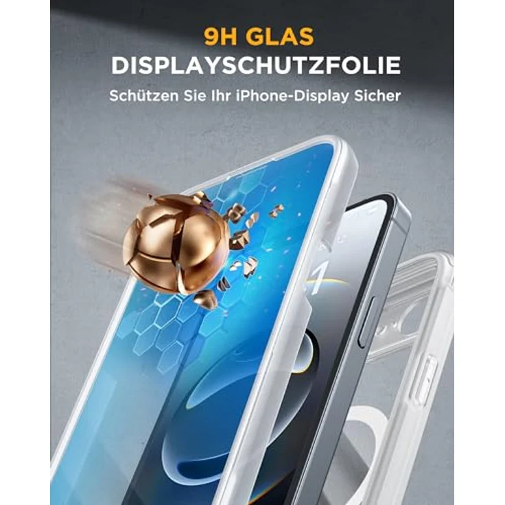 Miracase iPhone 17e & 16e Hülle für MagSafe, 360° Ganzkörper-Stoßfest mit kratzfestem Panzerglas-Schutz, Voll-Kameraschutz, langlebige Mattklare Handyhülle – Bild 3