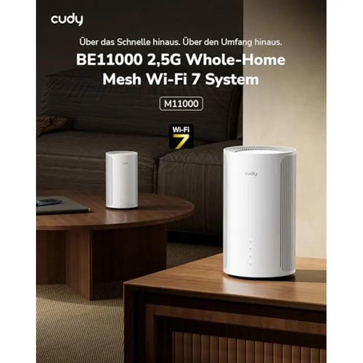 Cudy BE11000 M11000 Tri-Band WiFi 7 Whole Home Mesh System, 6-Stream 10 Gbit/s, 4 × 2,5G Ports, MU-MIMO, Multi-VPN, 2er-Pack – Bild 2