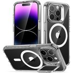 ESR iPhone 14 Pro Hülle, MagSafe kompatibel, mit HaloLock Ständer, Militärnorm Schutz, Kamera Ringständer, Kratzfeste Rückseite, Klar