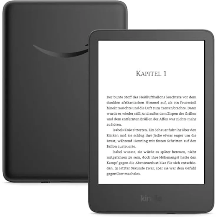Amazon Kindle (16 GB) 2024 - Der leichteste und kompakteste E-Book-Reader mit blendfreiem Bildschirm, schnellerem Umblättern, anpassbarem Frontlicht und langer Akkulaufzeit - ohne Werbung - Schwarz