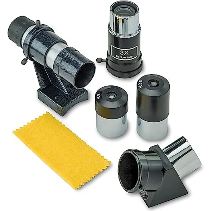 CARSON SkyChaser 70 mm Refraktor Einsteiger-Teleskop mit Tischstativ, Vergrößerung bis 133,5x, Silber, inkl. Tragetasche und Zubehör – Bild 3