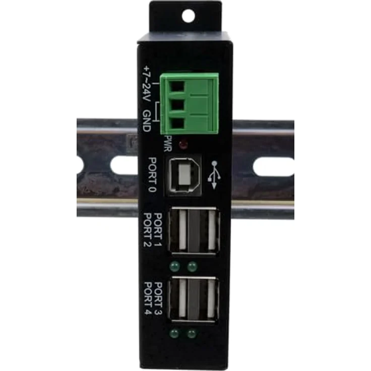 EXSYS EX-1163HMS USB 2.0 Hub Metall 4-Port, Industrie-Design, individuelle Stromausgabe, silber – Bild 3